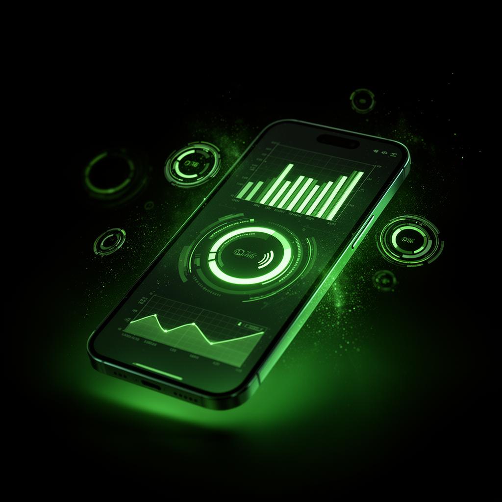 Dashboard do app iGreen Club com gráficos de consumo de internet em tempo real